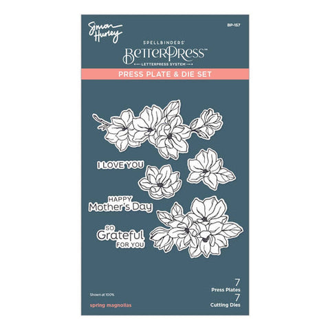 BetterPress Spring Sampler Collection by Simon Hurley - Spring Magnolias Press Plate & Die Set