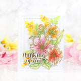 Pinkfresh Studio It's a New Day Floral - Stamp, Layering Stencils and Die - 3 Items