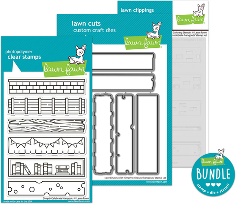 Lawn Fawn - Simply Celebrate Hangouts - Stamp, Die & Coloring Stencil Bundle