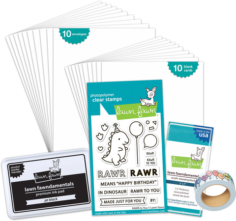 Lawn Fawn Kids Cardmaking Kit - Rawr to You + Coloring Stencil