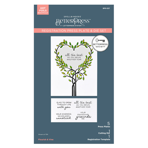 BetterPress Society - December 2025 - Flourish & Vine Press Plate & Die Set