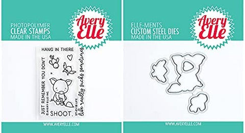 Avery Elle - Life - Little Pig Hang in There Mini Stamp and Die Set with Storage Pocket