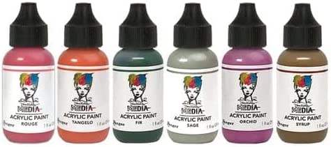 Dina Wakley - 2022 Heavy Body Acrylic Paints - Rouge, Fir, Orchid, Sage, Syrup & Tangelo - 6 Bottle Set