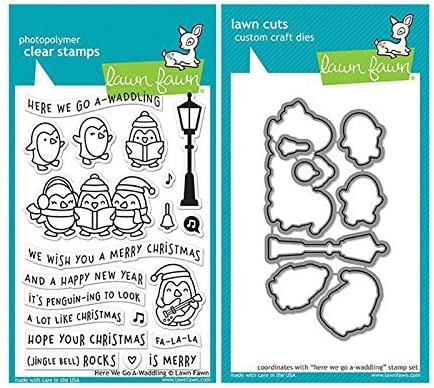 Lawn Fawn Here We Go A-Waddling Clear Stamp and Die Set - 2 Item Bundle