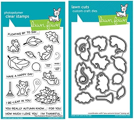 Lawn Fawn You Autumn Know 4”x6” Clear Stamp Set and Coordinating Lawn Cuts Dies, Bundle of 2 Items (LF2660, LF2661)