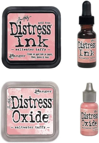 Tim Holtz Distress Saltwater Taffy - Distress Ink and Distress Oxide Bundle - Pads & Reinkers - 4 Items