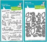 Lawn Fawn Scripty Autumn Sentiments 4”x6” Clear Stamp Set and Coordinating Lawn Cuts Dies, Bundle of 2 Items (LF2662, LF2663)