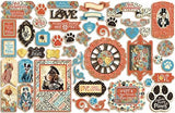Graphic 45 Well Groomed - Cat and Dog Themes - 8x8 Paper Pad, Die-cuts, Ephemera And Pocket, Red, Black, Blue, Yellow, 4-x-6-Inch