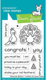 Lawn Fawn - Hello Peacock Bundle - Peacock Before 'n After Clear Stamp and Die Sets with Hello Border Die - 3 Items