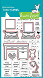 Lawn Fawn Valentine - You're Just My Type Stamp & Die Sets with A Little Note Line Border Die