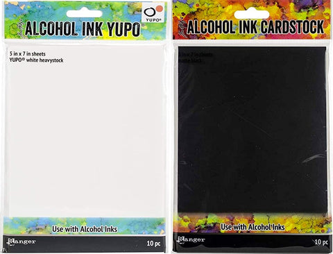 Tim Holtz Alcohol Ink Surfaces - Yupo White Heavystock & Black Matte Cardstock