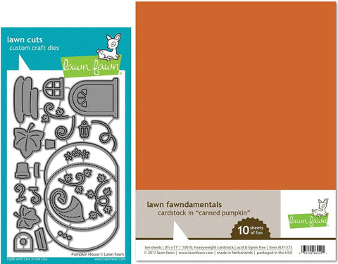 Lawn Fawn Pumpkin House Die & Canned Pumpkin Cardstock Pack - 2 Item Bundle