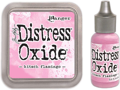 Tim Holtz Distress Kitsch Flamingo February 2021 Release, Distress Oxide Ink Pad and Oxide Reinker, Bundle of 2 Items