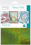 Gina K Designs Holiday Colors Fancy Foil 6 x 8 inch Sheets - Sparkling Silver, Glittering Green and Radiant Red with Storage Pocket