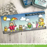 Lawn Fawn Beary Rainy Day 4"x6" Clear Stamp Set and Coordinating Dies (LF2774, LF2775) Plus 1 Stamp/Die Storage Pocket, Bundle of 3 Items