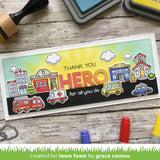 Lawn Fawn Village Heroes 4x6 Clear Stamps and Coordinating Dies, Bundle of 2 Items (LF2327, LF2328)