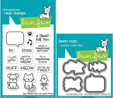 Lawn Fawn Say What? Pets Stamps and Dies - 2 Items