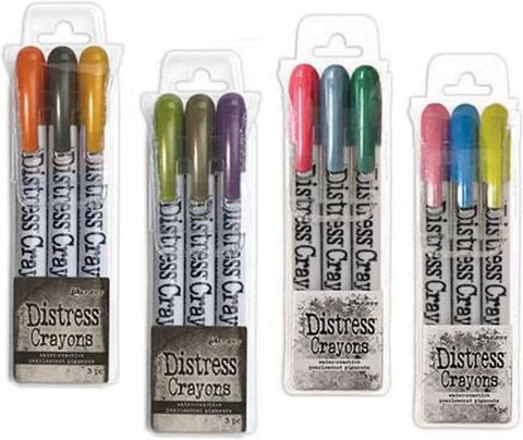 Tim Holtz Distress Pearlescent Crayons Halloween and Holiday Bundle, October 2021 Release, Bundle of 12 Crayons