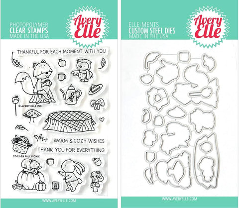 Avery Elle - Fall Picnic Critter Stamp & Die Set with Storage Pocket
