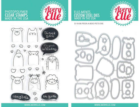 Avery Elle - Peek-A-Boo Pets - Clear Stamps and Dies Set