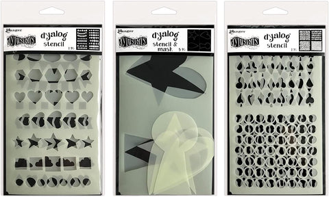 Dyan Reaveley's Dylusions Dyalog Stencils - Border It Again, Mask It & Stencil It Again - 3 Items
