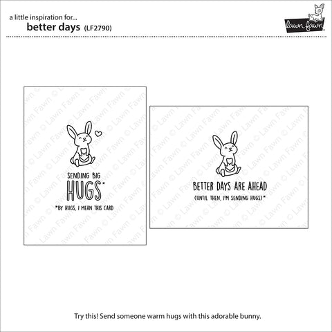 Lawn Fawn Better Days 3"x4" Clear Stamps and Coordinating Dies (LF2790 LF2791) Plus 1 Stamp/Die Storage Die Pocket, Bundle of 3 Items