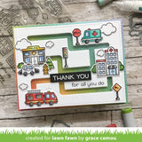 Lawn Fawn Village Heroes 4x6 Clear Stamps and Coordinating Dies, Bundle of 2 Items (LF2327, LF2328)