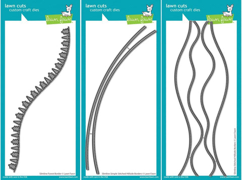 Lawn Fawn Slimline Border Dies Trio - Forest Border, Simple Stitched Hillside & Stitched Hillside Borders - 3 Items