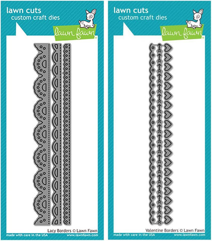 Lawn Fawn Lawn Cut Borders - Lacy Borders and Valentine Borders - 2 Border Die Sets