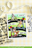 Lawn Fawn Scootin' by 4"x6" Clear Stamp Set and Coordinating Die Set, Bundle of 2 Items (LF2554, LF2555)
