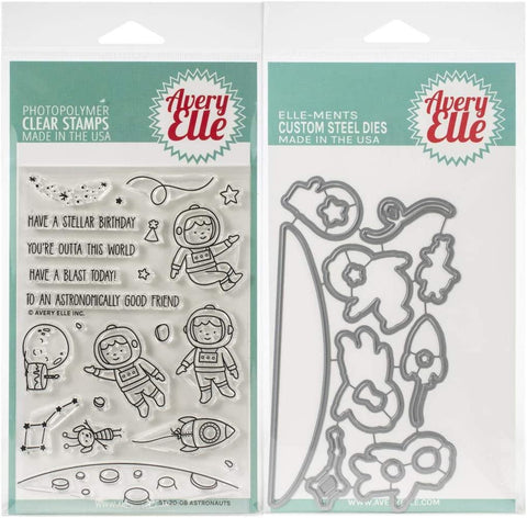 Avery Elle - Astronauts - Clear Stamps, Steel Dies and Storage Pocket