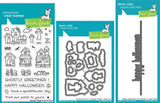 Lawn Fawn - Spooky Village Clear Stamp and Die Sets with Happy Halloween Line Border Die - 3 Items