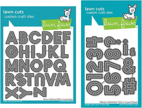 Lawn Fawn Oliver’s Stitched ABC’s and 123’s, Bundle of 2 Items (LF2261, LF2262)