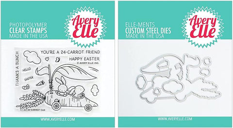 Avery Elle - Carrot Car - Bunnies and Easter Stamp & Die Set with Storage Pocket