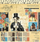 Graphic 45 Well Groomed - Cat and Dog Themes - 8x8 Paper Pad, Die-cuts, Ephemera And Pocket, Red, Black, Blue, Yellow, 4-x-6-Inch