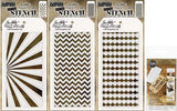 Tim Holtz Collection Fall 2019 Shifter Stencils - Shifter Rays, Shifter Chevron, Shifter Scallop and Sticky Grid Sheets - 4 Items