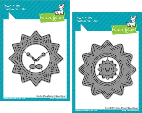 Lawn Fawn Stitched Sun Frame Die and Outside-in Stitched Sun Die, Bundle of 2 Items (LF2530, LF2531)