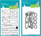 Lawn Fawn Be Hap-Pea 4"x6" Clear Stamps and Matching Lawn Cuts Die Set (LF1890, LF1891), Bundle of Two Items