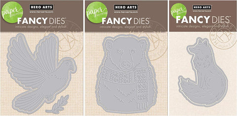 Hero Arts - Fancy Paper Layering Dies - Bear with Frame, Fox with Frame and Dove with Frame - 3 Die Sets