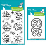 Lawn Fawn Magic Holiday Messages 4”x6” Clear Stamp Set and Coordinating Lawn Cuts Dies, Bundle of 2 Items (LF2676, LF2677)