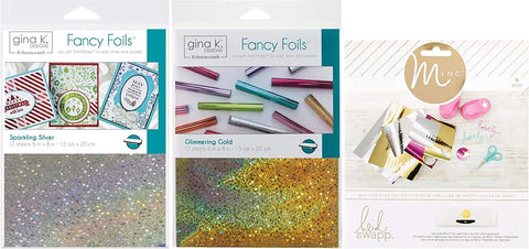 Gina K Designs 6x8 Starry Fancy Foils - Sparkling Silver, Glimmering Gold and Minc 6x6 Toner Sheets