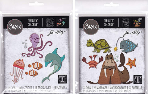 Tim Holtz Under The Sea #1 and Under The Sea #2 - Two Colorize Thinlit Die Sets