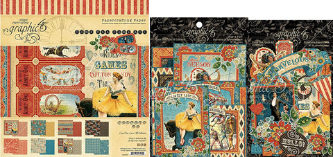 Graphic 45 Graphic 45 Come One, Come All! - 8x8 Paper Pad, Journaling Cards, Ephemera Die-Cuts & Pocket