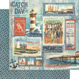 Graphic 45 Catch of The Day - 8x8 Paper Pad, Cardstock Die-cuts, Ephemera with Storage Pocket