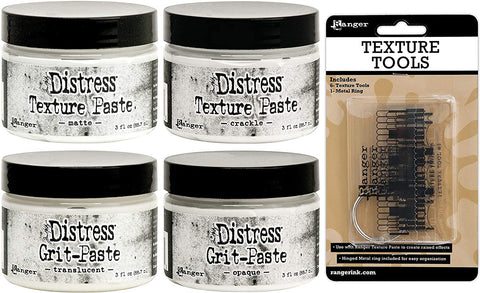 Tim Holtz Distress Mediums 2020 - Texture Pastes, Grit Pastes and Texture Tools - 5 Item Bundle
