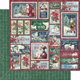 Graphic 45 Papers Let it Snow Collection Pack and Patterns & Solids Pad - 12x12 Decorative Papers - 2 Items, Burgundy, Forest Green, Icy Blues, Cream