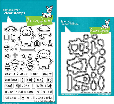 Lawn Fawn Yeti or Not Clear Stamps and Coordinating Dies - Bundle of 2 Items (LF2027, LF2028)