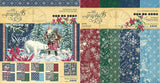Graphic 45 Papers Let it Snow Collection Pack and Patterns & Solids Pad - 12x12 Decorative Papers - 2 Items, Burgundy, Forest Green, Icy Blues, Cream